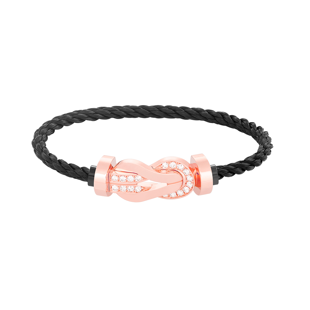 FRED CHANCE LARGE 8 FIGURE BUCKLE HALF DIAMOND BRACELET ROSE GOLD