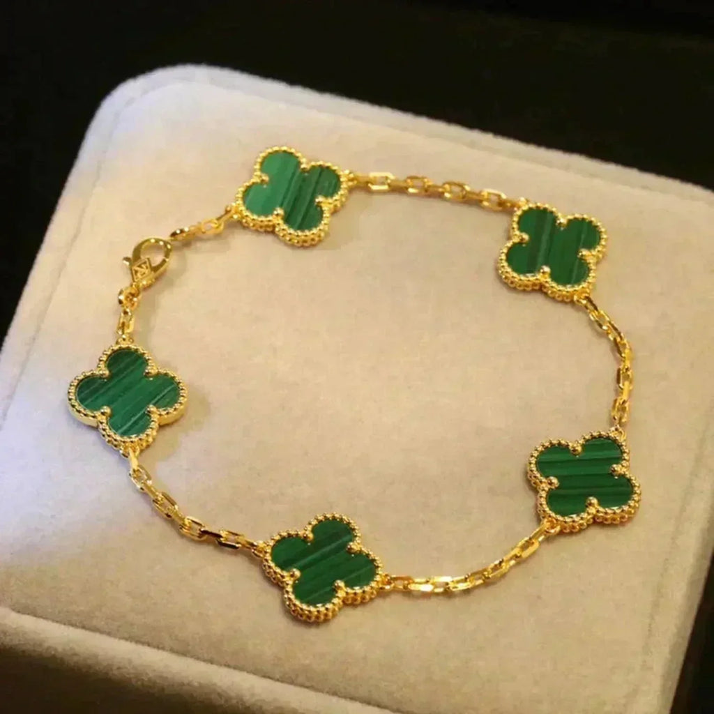 VCA CLOVER 5 MOTIF MALACHITE BRACELET COLLECTION