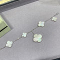 VCA CLOVER 5 MOTIF WHITE MOP SILVER BRACELET