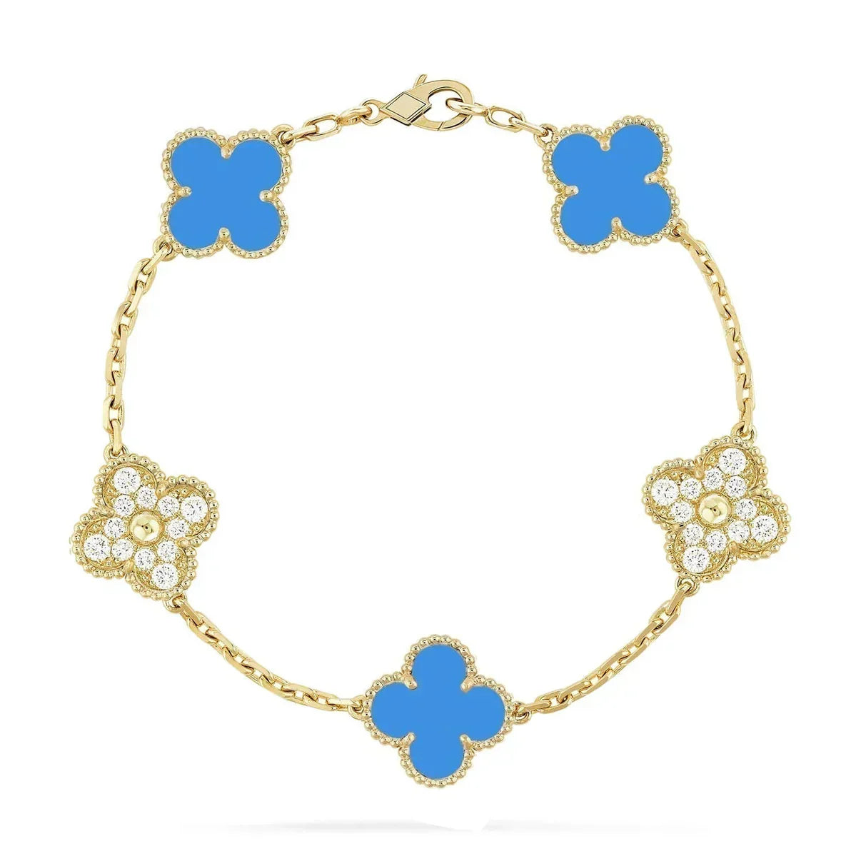 VCA CLOVER 5 MOTIF BLUE AGATE BRACELET COLLECTION