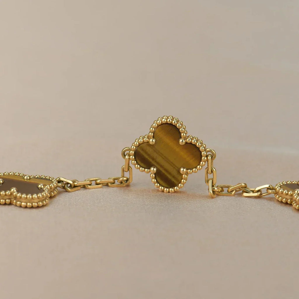 VCA CLOVER 5 MOTIFS TIGER EYE BRACELET COLLECTION