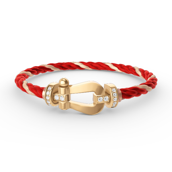 FRED FORCE LARGE HORSESHOE HALF DIAMOND BRACELET GOLD
